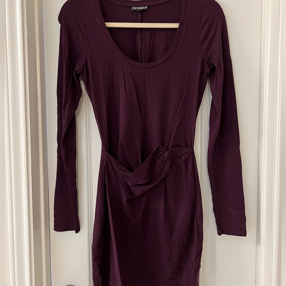 Plum color express dress with side tie